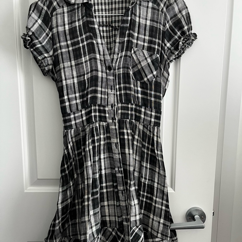 Mind Code Black and White Plaid Dress